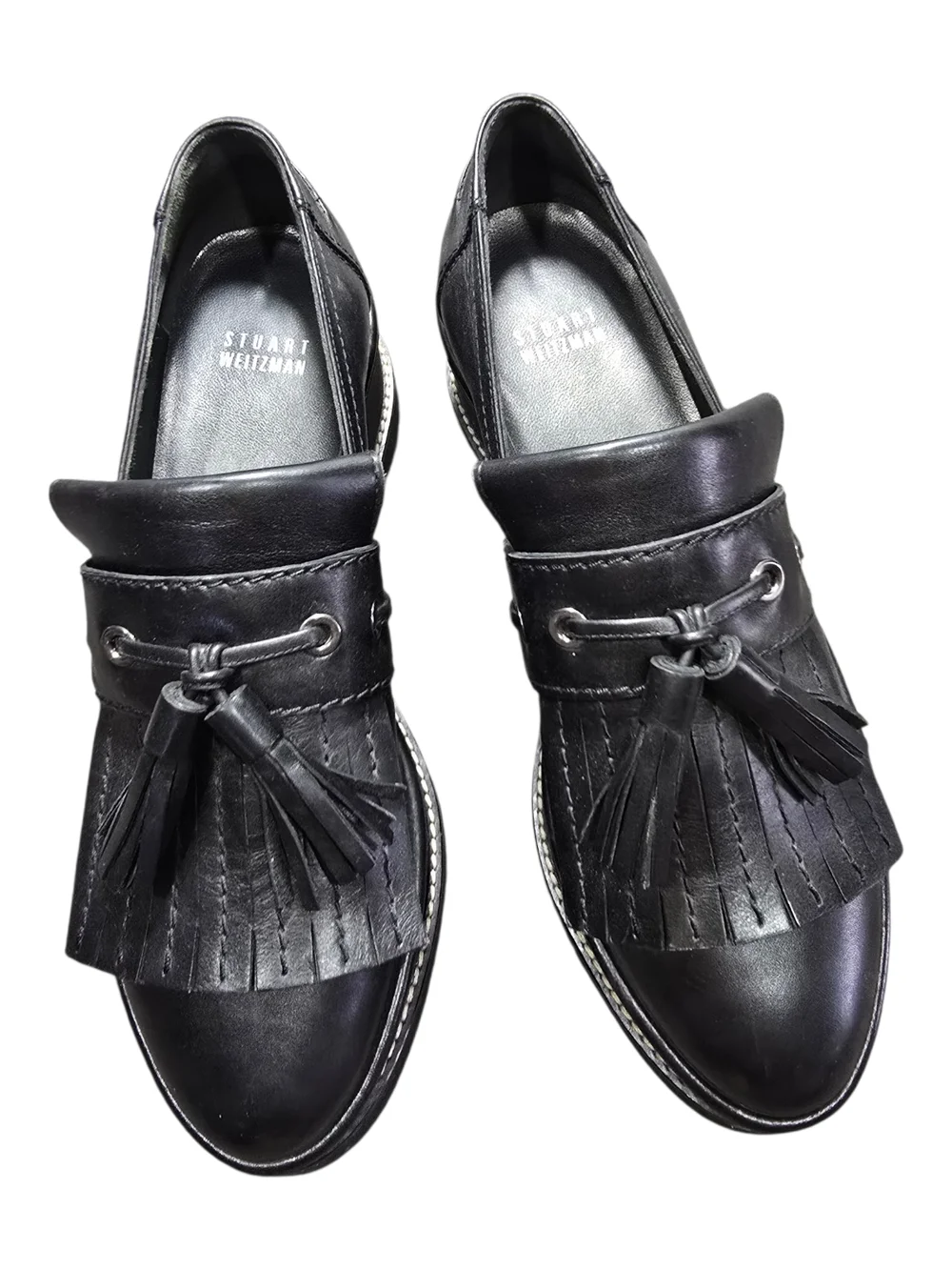 Stuart Weitzman Black Platform Tassel Loafers for Women - Picture 2 of 4